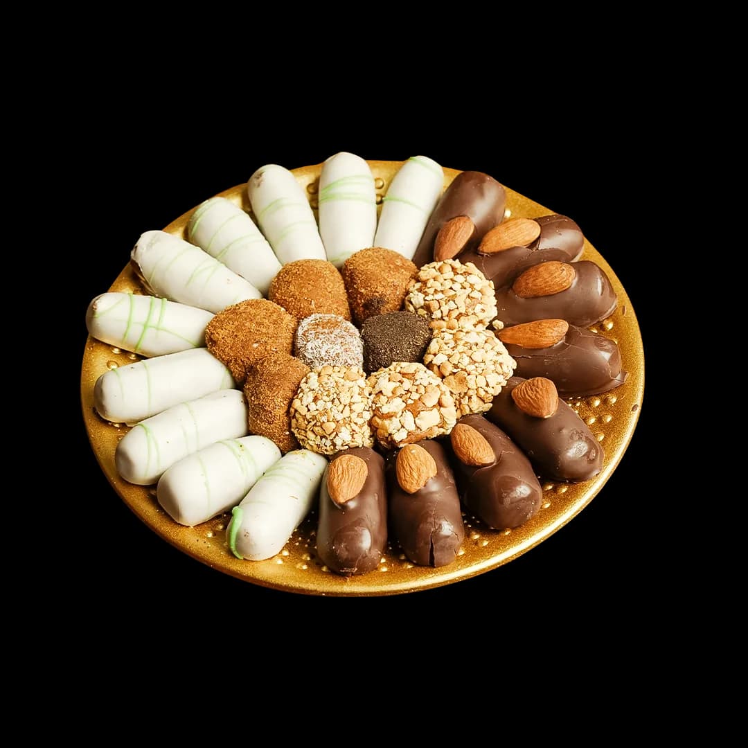طبق حلويات التمر دائري الشكل - 1